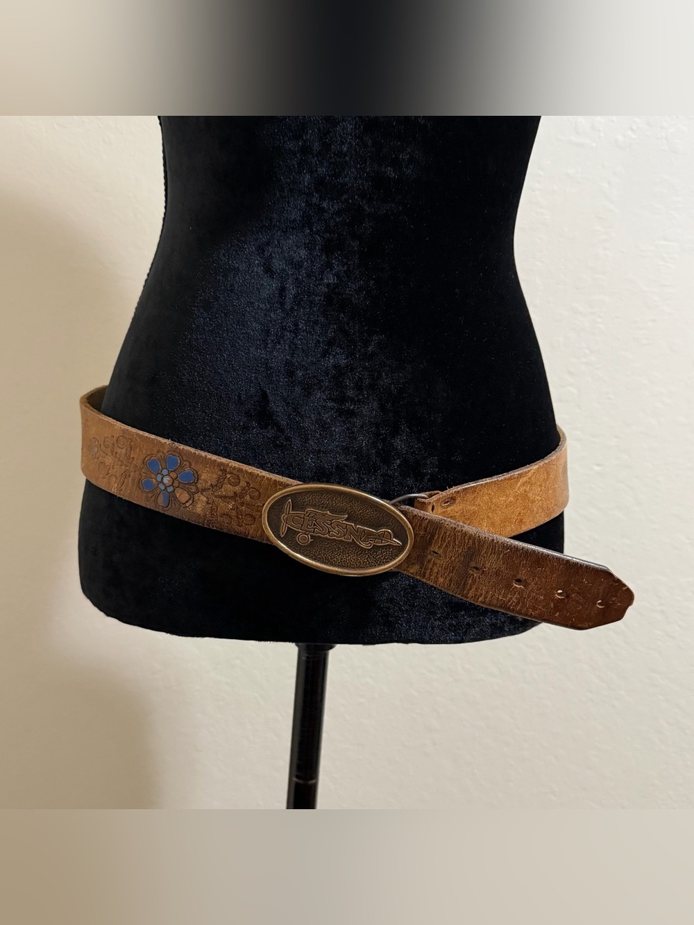 Vintage Cessna Airplane Belt - 1970’s made In USA Leather Belt With Brass Buckle